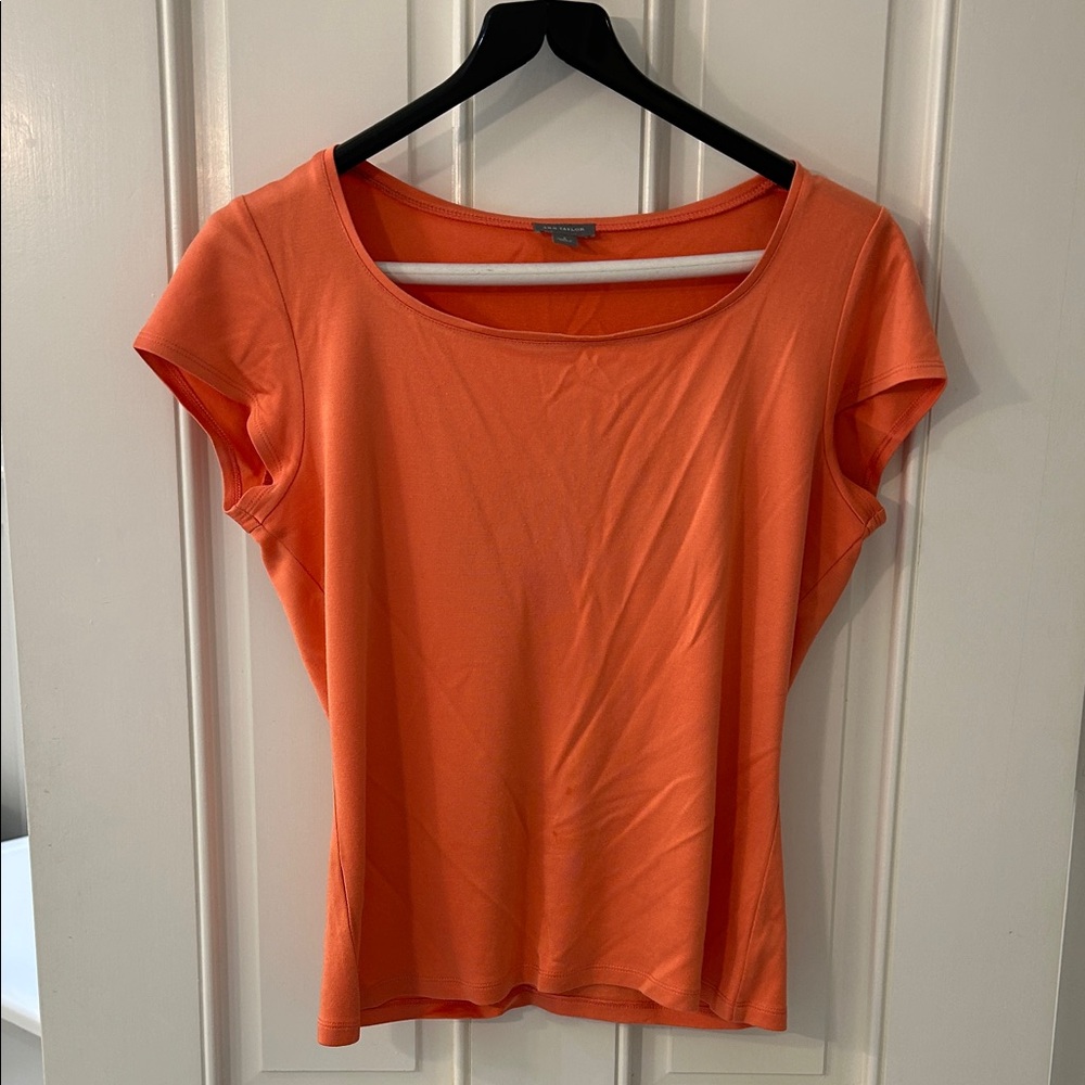 Ann Taylor Vibrant Orange Short Sleeve Top